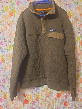 Patagonia Quilted Snap Pullover Jacket - Olive Green